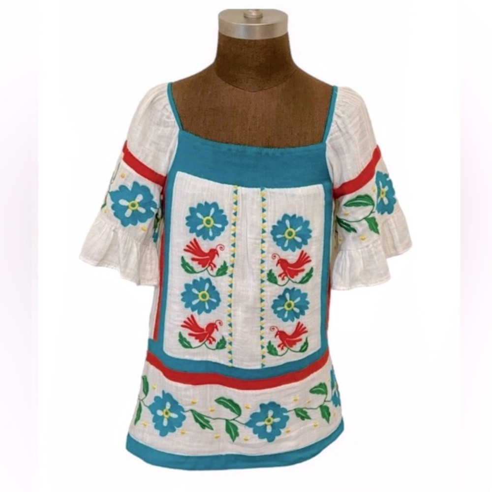 Anthropologie Seen Worn Kept Embroidered Tunic blouse US size 6 - Picture 2 of 6